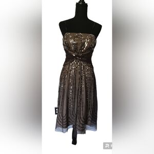 Vintage eliza J chocolate brown sequined dress